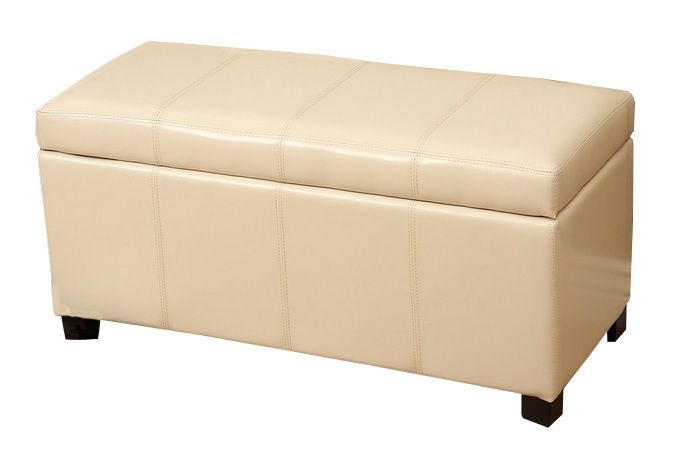 Warehouse of Ariel Ivory Leather Storage Bench_voghion.com