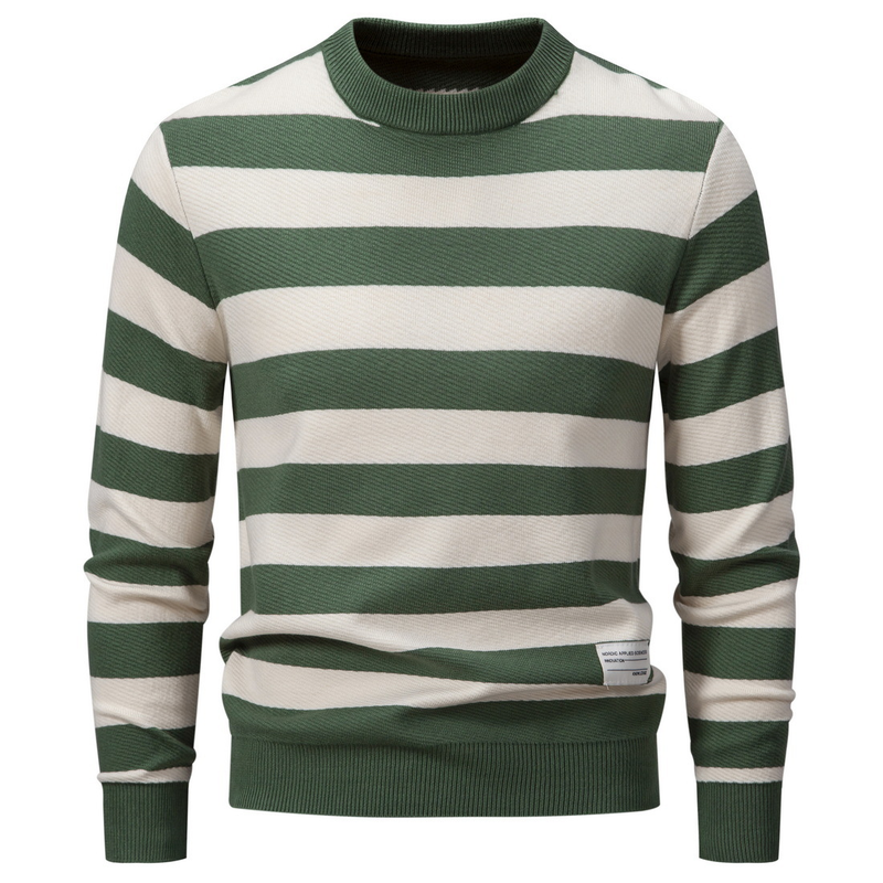 Maglione pullover caldo versatile a righe sottili da uomo, scollo rotondo, 2023, nuovo inverno_voghion.com