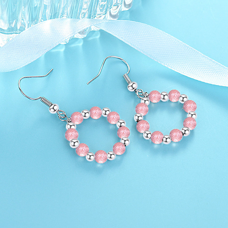 Sterling VENUS Argento Rosa Fragola Wafer Pendente Cerchio Orecchini a Bottone Orecchini da Donna Gioielli Regali Anelli all'ingrosso_voghion.com