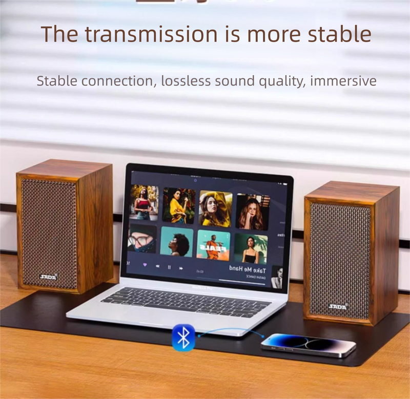 SADA Desktop Computer Laptop Bluetooth Speaker 3D Surround Wooden Classical Dual Speakers Subwoofer_voghion.com