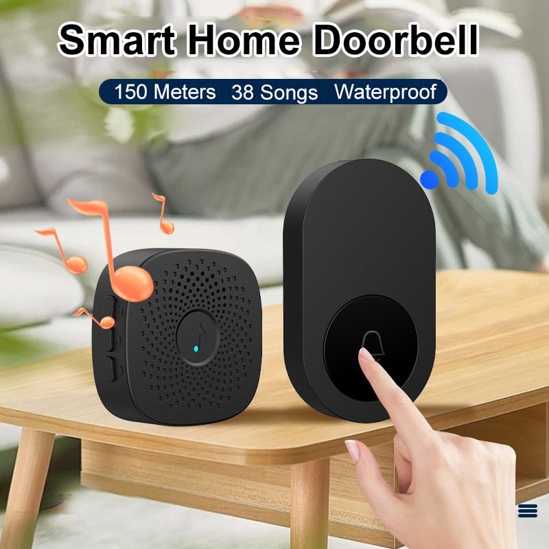 USB Wireless Smart Welcome Doorbell Three-speed Volume 38 Songs Melodies Doorbell For Home Bed Emergency Call_voghion.com