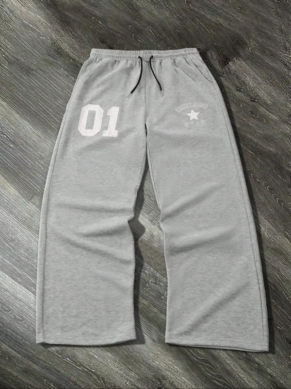 Herrenbekleidung Unisex-Jogginghose mit Buchstabendruck – lockere Passform und geradem Bein für Männer und Frauen_voghion.com