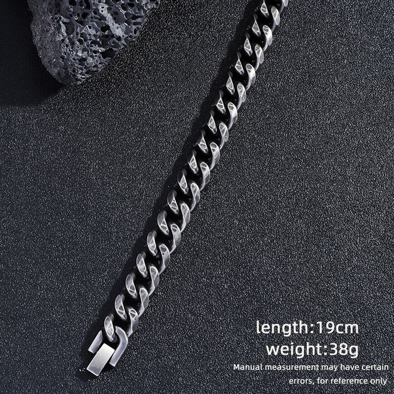 Bracciale cubano largo e alla moda in acciaio al titanio per uomo, versatile gioiello hip-hop_voghion.com