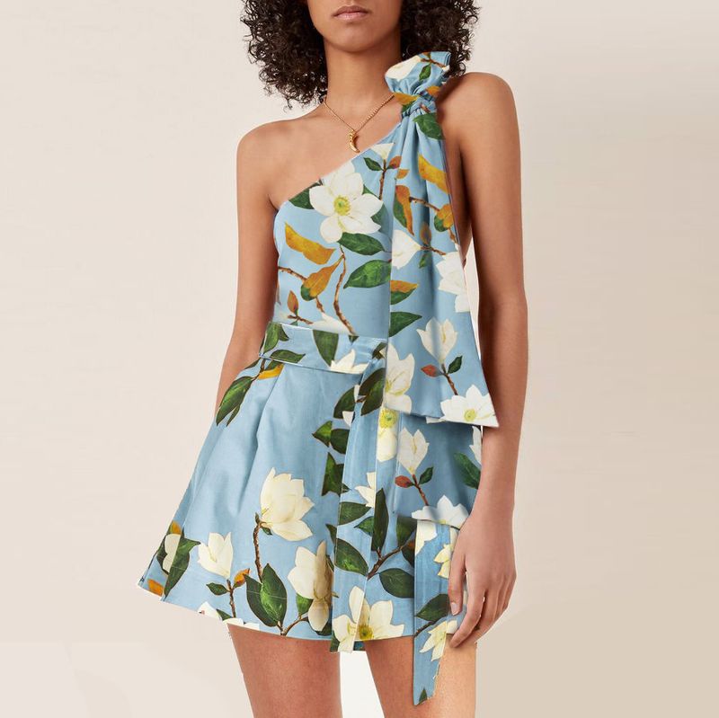 Maillot de bain une pièce sexy à imprimé nœud papillon et épaules dénudées pour femme_voghion.com