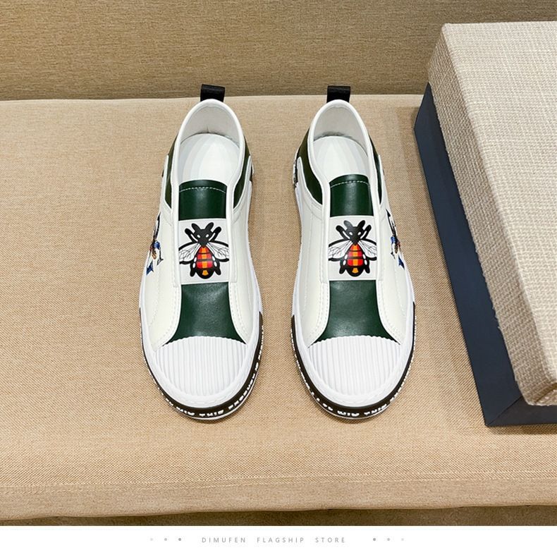 Fuguqi Little Bee With One Step Pudding Bean Herren-Lazy-Schuhe, High-Version Kuqi Fit, Freizeitschuhe aus echtem Leder_voghion.com