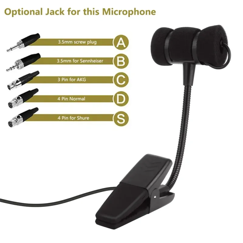 Kondansatör Kablolu Saksafon Mikrofonu Pro Klipsli Sahne Trompet Saksafon Kaz Boynu Müzik Aleti Mikrofonu Sennheiser AKG İçin_voghion.com
