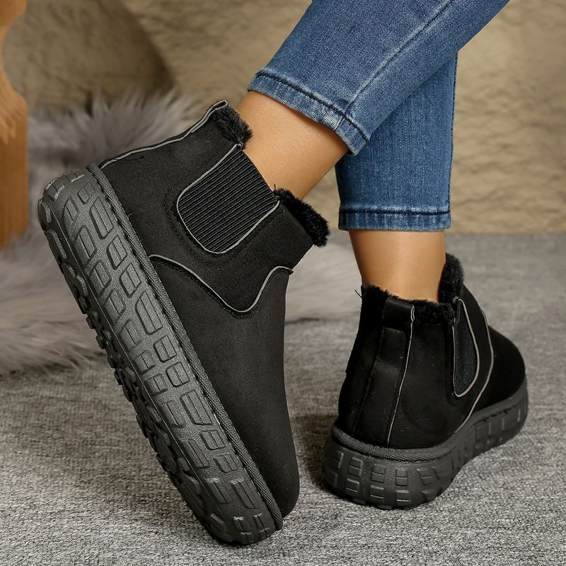 Women's Shoes New Autumn And Winter Snow Boots Women Warm Solid Color Large Size Elastic Band Thick Bottom Short Barrel Cotton Shoes_voghion.com