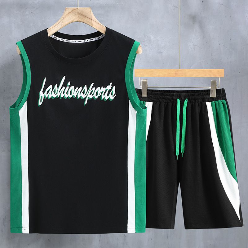 Herrenbekleidung in Übergröße, Sommer, große Größe, kurzärmlig, Freizeitanzug, Herrenweste, Shorts, trendig, gutaussehender, dicker Mann, lockere Kleidung, ein komplettes Set für Männer_voghion.com