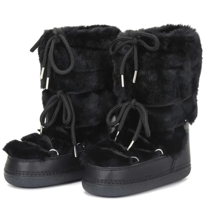 Snow-Proof Leather Rabbit Boots | 2024 Mid-Calf Lace-Up Ski Platform Shoes 4 7bbbb_voghion.com