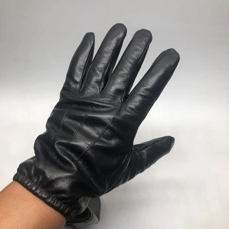 Guanti da guida corti in vera pelle per uomo, invernali, caldi e spessi, con fodera in pile di montone e touchscreen_voghion.com