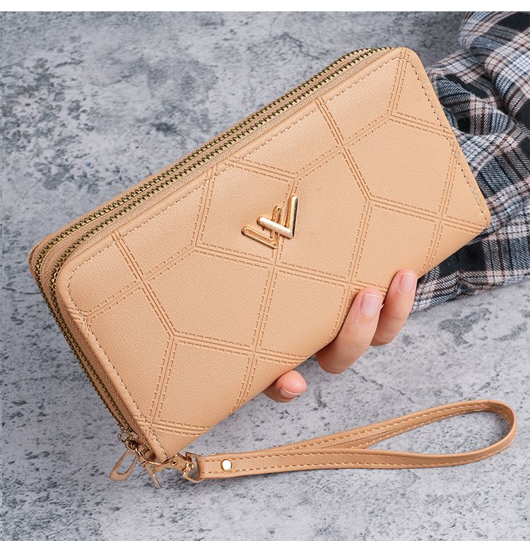 Women's Long Wallet, Double Zipper, Large Capacity Clutch Bag, Double Wallet, Mobile Phone Bag._voghion.com