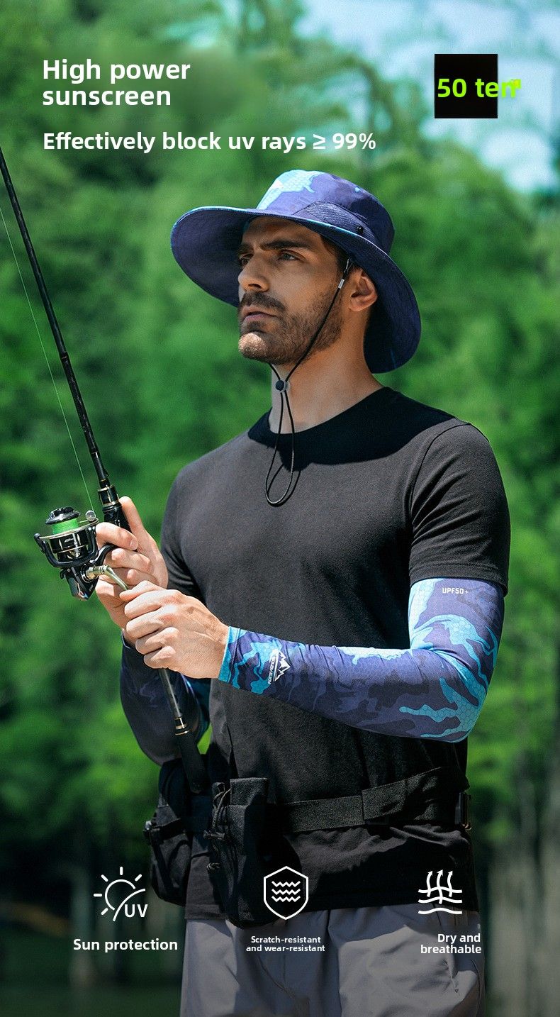New Sun Protection For Men Summer Cycling Fishing Hiking High Elastic Cool Ice Sleeves Ins Print Letter Arm Guards_voghion.com