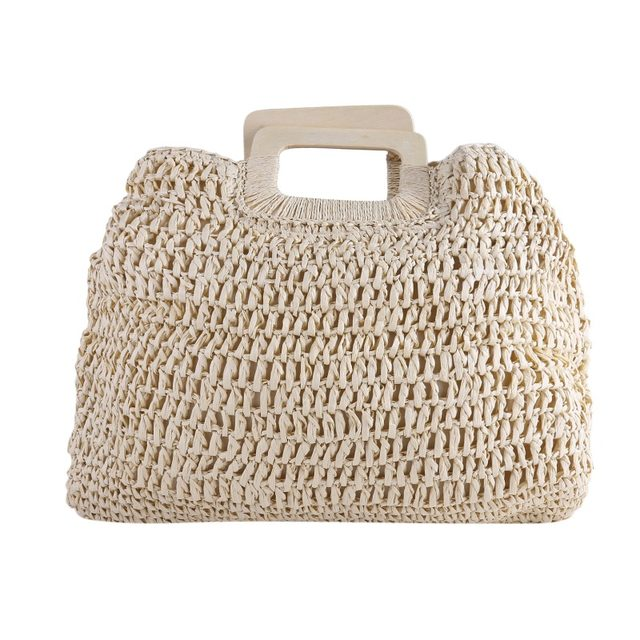 Borsa a mano da donna Borsa semicircolare intrecciata in vimini di vimini di grande capacità Borsa da viaggio casual da donna di grande capacità Bolsos di moda_voghion.com