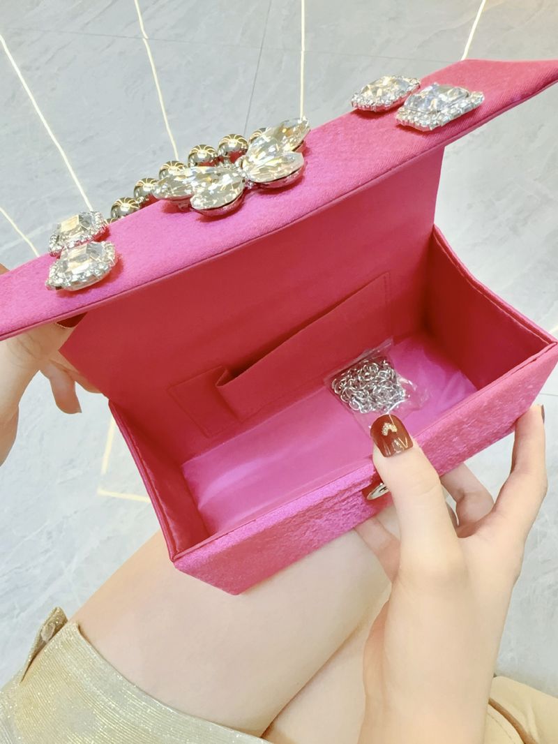 Borse da sera da donna Borsa a mano con diamanti incastonati a farfalla Borsa a mano con diamanti Piccola borsa quadrata da banchetto in raso di seta Borsa a tracolla per cena_voghion.com