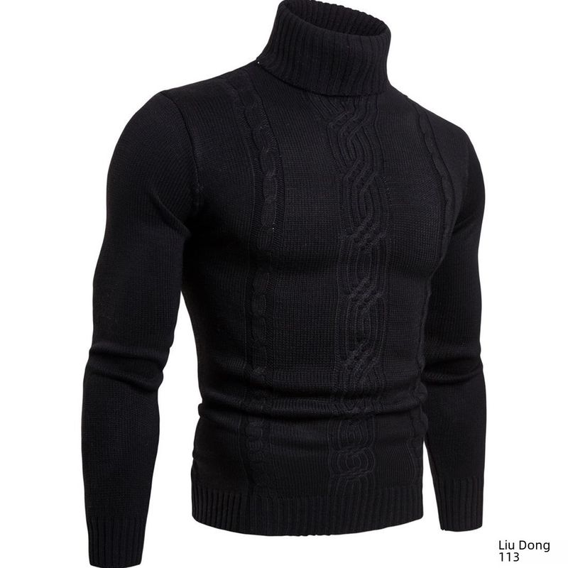 Herrenbekleidung neuer dicker Rollkragenpullover für Herren, langärmeliger warmer Pullover für Herren_voghion.com