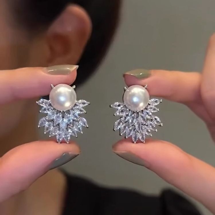 Nuovi orecchini di perle con aghi in argento con diametro pieno, design semplice alla moda, eleganti, leggeri, avanzati, accessori per le orecchie all'ingrosso_voghion.com