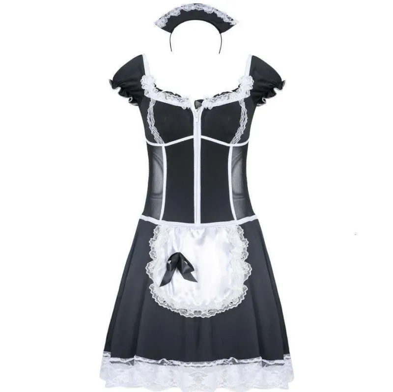 2Pcs/Set Plus Size S-6XL Halloween Costumes For Women Sexy Exotic Apparel Late Nite French Maid Costume Servant Cosplay_voghion.com