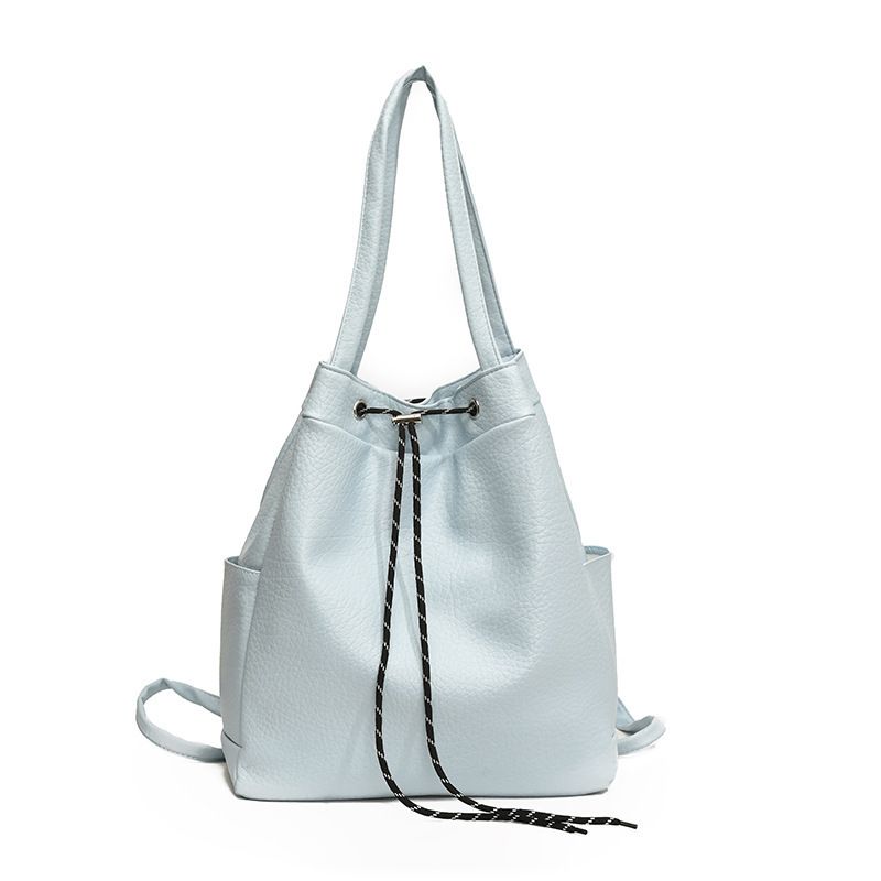 Korean Style Large Capacity Underarm Women's 2024 New Simple Bucket Bag Casual Backpack_voghion.com