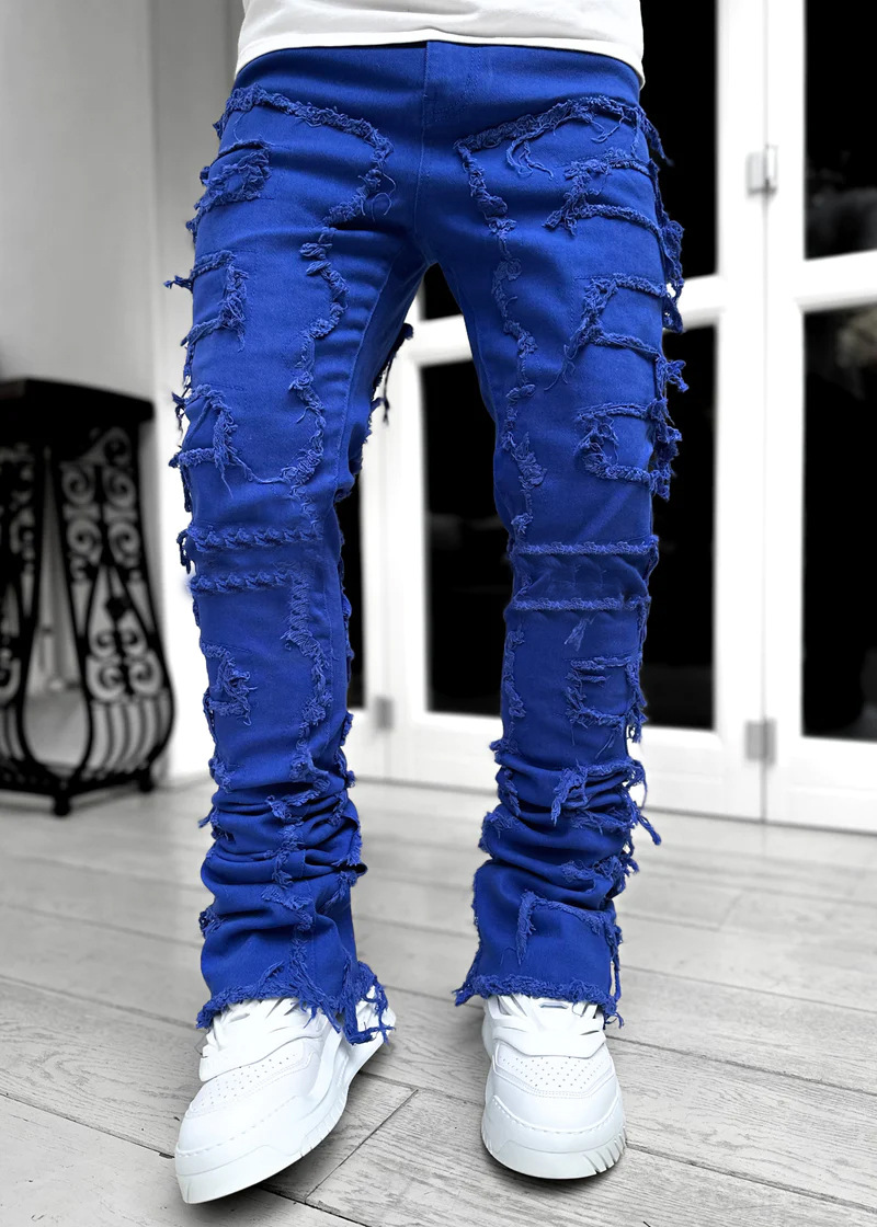 Mode Stretch Patch männer Jeans Y2K Patchwork Kreative Quasten Dekoration Gerade Denim Hosen Für Männer Hip Hop Jean Hosen_voghion.com
