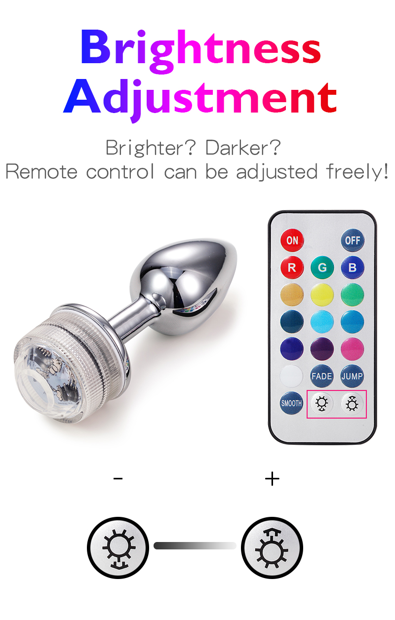 Luce splendente LED Giocattoli del sesso anale per ragazza Donna Culo Liscio Butt Plug Coda Metallo Prostata Merci Telecomando Brig_voghion.com