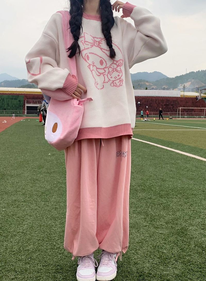 Jade Gui Dog Sweater, Cute Female Student Commuting Vitality Round Neck Knitted Shirt Top Coat, Autumn and Winter_voghion.com
