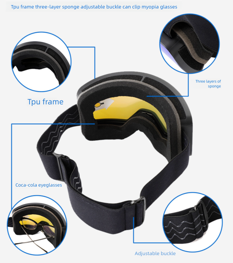 Doppelschichtige, beschlagfreie, zylindrische PC-Skibrille für den Außenbereich, Schneesport_voghion.com