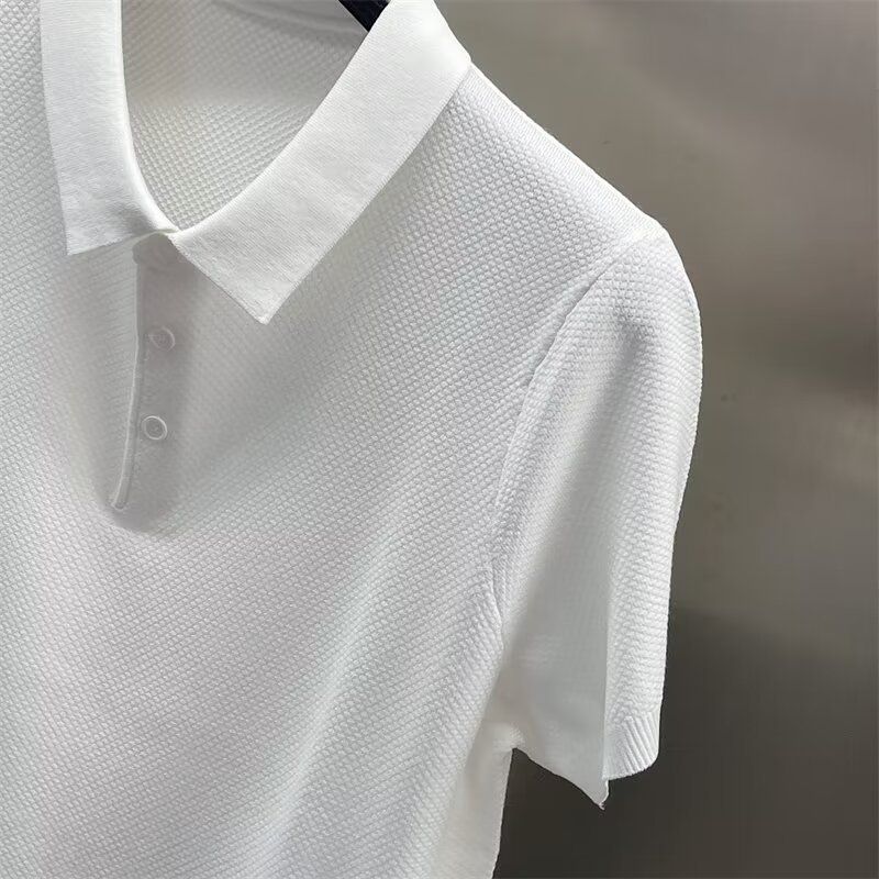Men's Clothing Men's polo shirt 2024 summer brand fashion slim handsome solid color lapel ice silk short sleeved T shirt_voghion.com