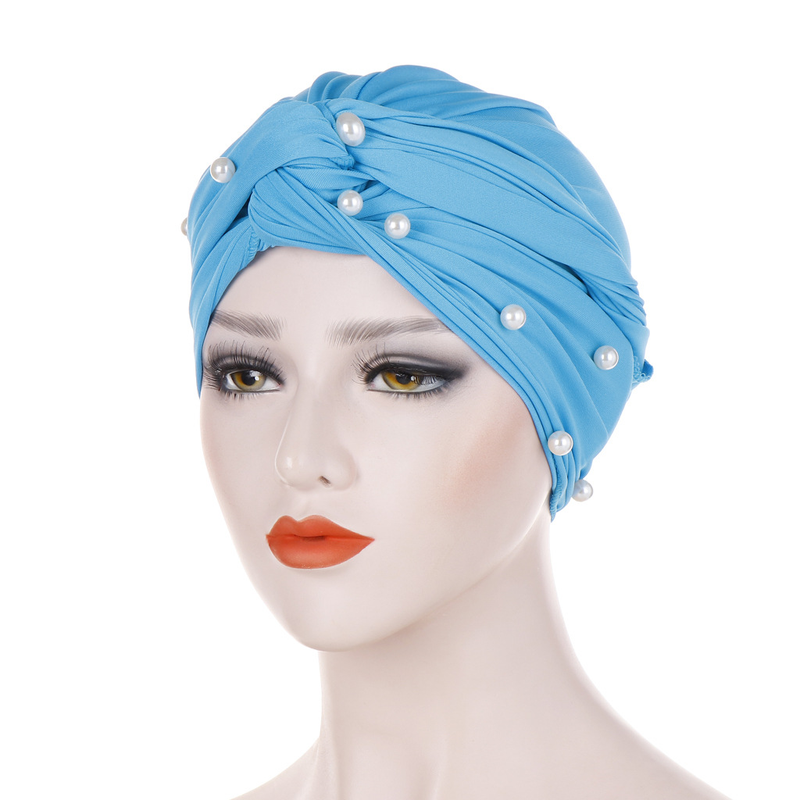 Sombreros de mujer Nueva variedad de turbantes, turbantes musulmanes, turbantes de perla blanca_voghion.com