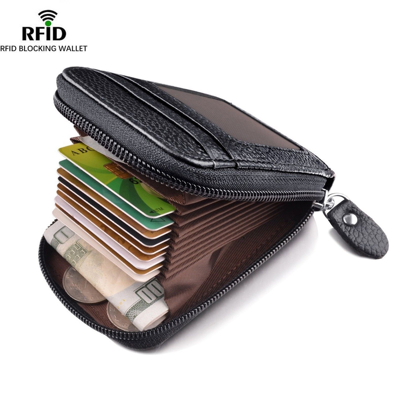 Wallet For Men Credit Card Holder RFID Blocking Zipper Pocket Purse For Men Rfid Man Wallet_voghion.com