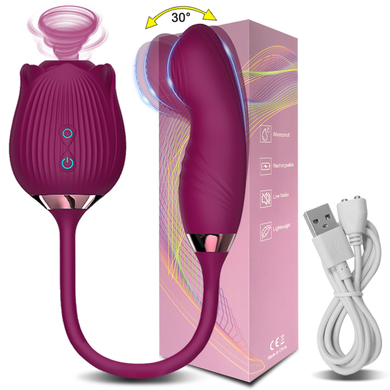 Vibrator Rose Dildo Weibliche Klitoris Stimulator Nippel Oral Sucker Mimic Finger Wackeln Stretching Erwachsene_voghion.com
