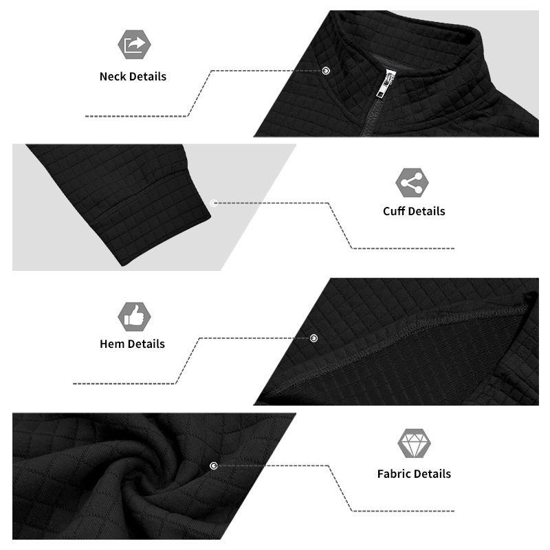 Men's Casual Pullover Sweatshirt With Jacquard Design, Stand Collar & Half-Zip, Loose Fit, Autumn/Winter Essential_voghion.com