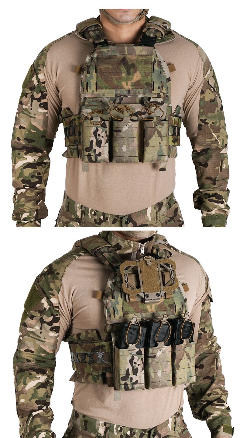 V5 Tactical Vest With Triple Magazine Pouch & MOLLE System – 500D Nylon Quick-Release Plate Carrier For Shooting & Outdoor Training (Black/OD Green/_voghion.com