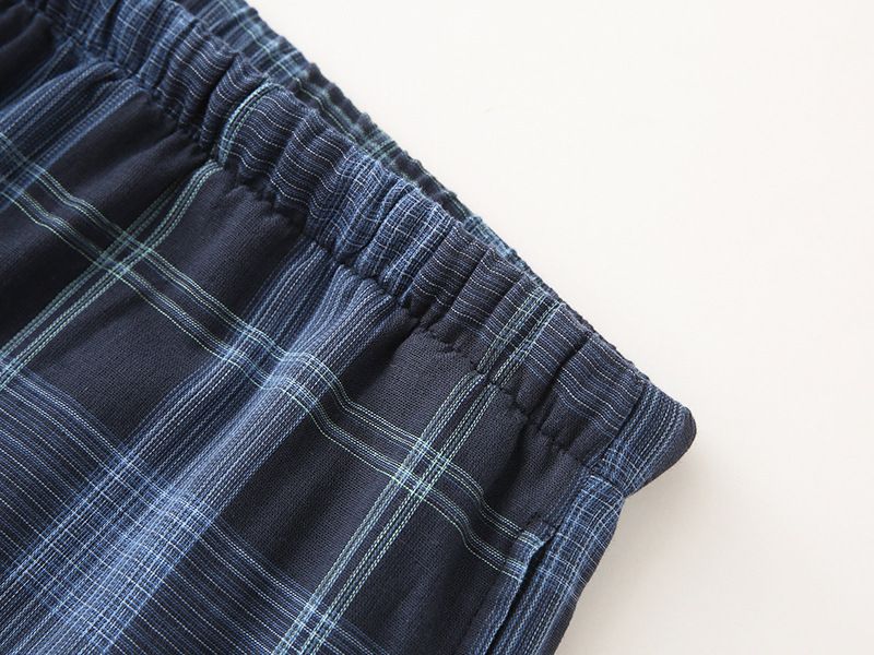 MUJI Style Pure Cotton Double Gauze Plaid Couple's Single Pajama Pants For Men And Women's Home Pants Casual Pants_voghion.com