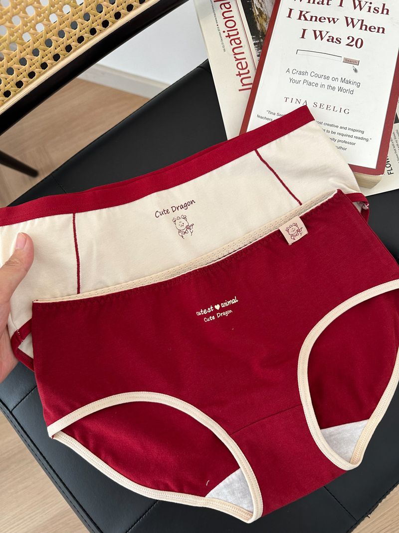 Intimates för kvinnor Tunga Benmingnian bomullsunderkläder kan matchas med par 5a Antibakteriellt grenvinröd körsbärsröd medellång midja_voghion.com