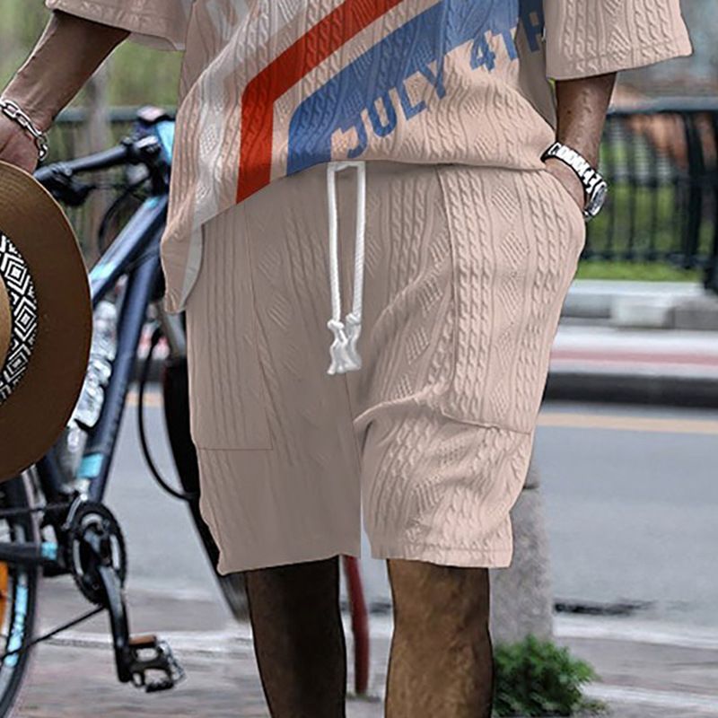 Roupas masculinas tecnologia xadrez estampa tamanho grande ombro caído malha manga curta shorts terno_voghion.com