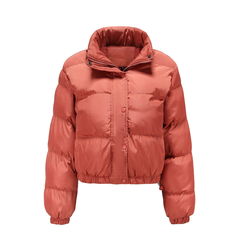 Women's fashion long sleeve high neck warm coat loose casual cotton-padded jacket_voghion.com