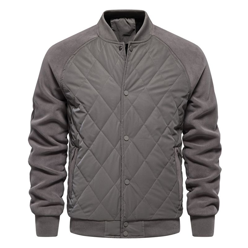 Men's Fleece-Lined Windproof Jacket - Slim Fit Stand Collar Zip-Up Coat With Raglan Sleeves (Black/Grey/Green/Camel/Beige, Sizes S-XXL)_voghion.com