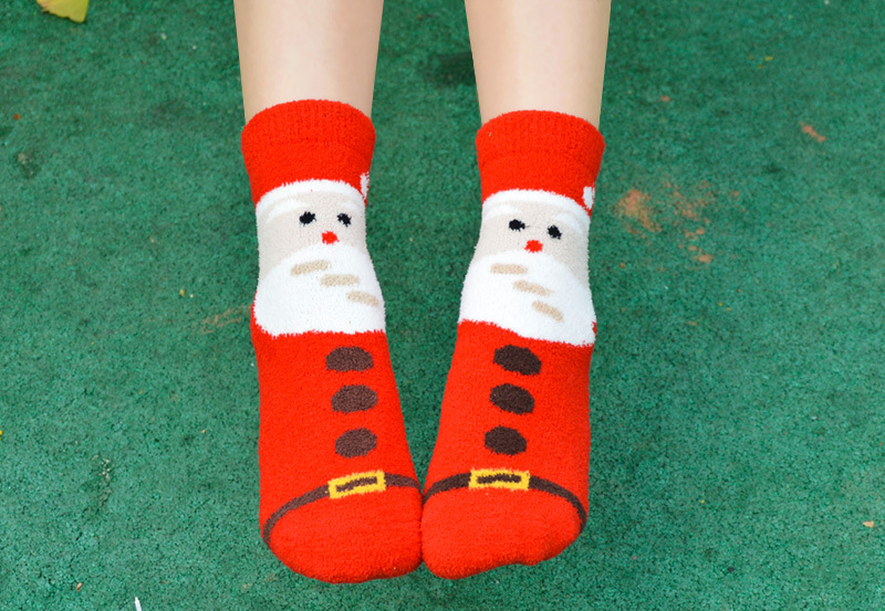 Calzini da donna Calza di Natale Calza di Natale da donna Le nuove calze da donna di Babbo Natale in velluto corallo_voghion.com