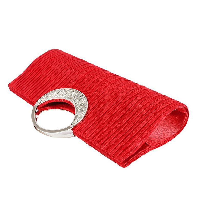 Kjiuyou Geantă de seară plisată din satin cu strasuri de lux pentru femei_voghion.com