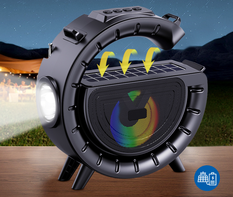 Cross-Border Hot-Selling Big G Bluetooth Flashlight Solar Powered Player Outdoor Portable Wireless Card Slot Speaker_voghion.com