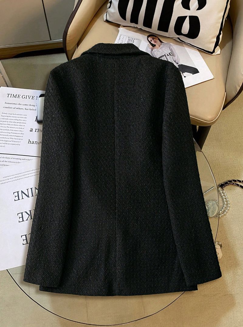 Blazer su misura per l'inverno: giacca strutturata con un solo bottone e revers a lancia (nero, S-XL)_voghion.com