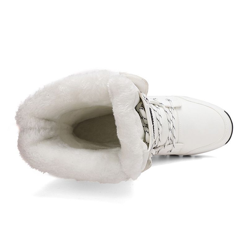 New Women's Shoes Cotton Winter High-Top Lace-Up Thick-Soled Waterproof Outdoor Off-Road Hiking Snow Boots_voghion.com