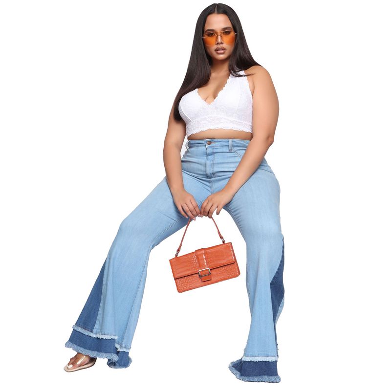Pantalon évasé extensible à jambes larges pour femmes, vêtements à la mode, couleur assortie, coupe slim_voghion.com
