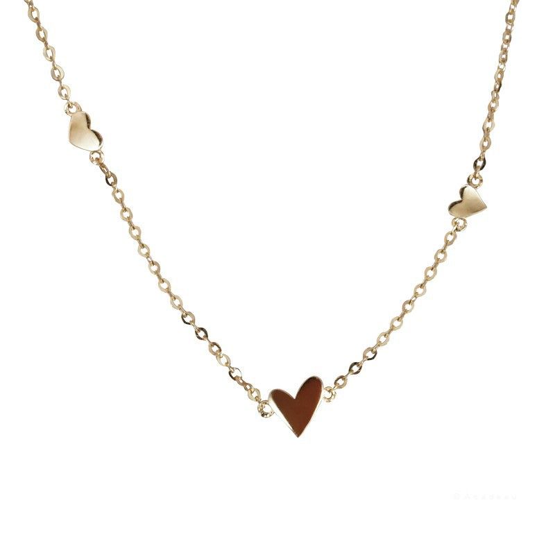 Mini Gradient Small Anklet S Electroplated 14K Gold Simple Polished Heart Shape Cute Pure Silver_voghion.com