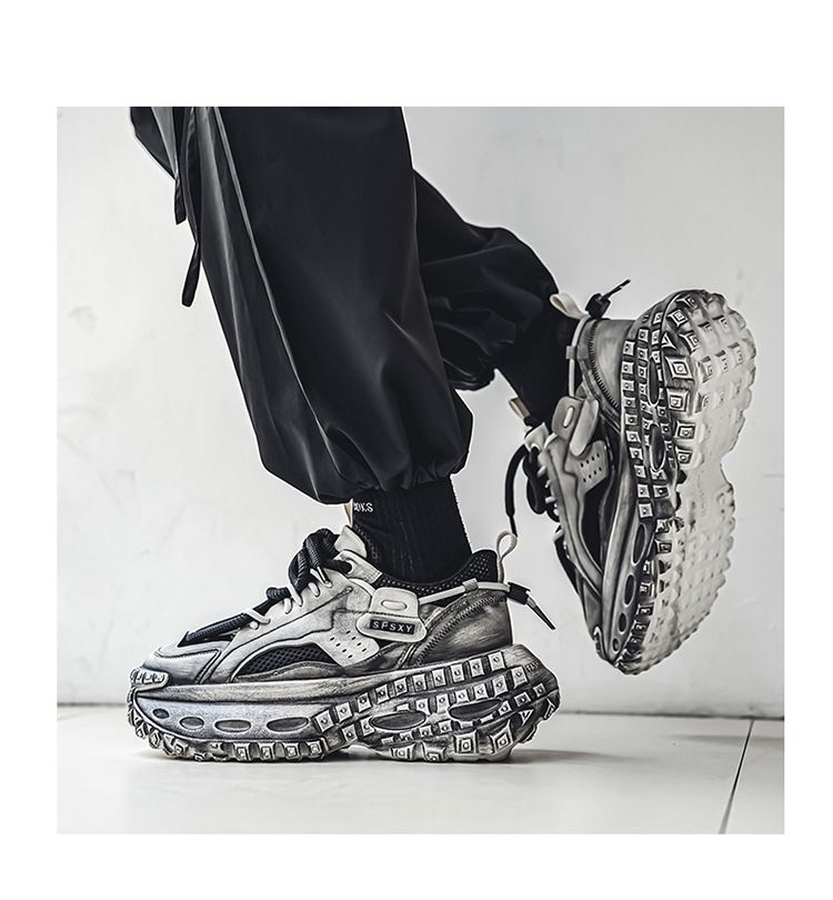 Men’s Shoes mesh breathable sports casual shoes non slip height increasing student personality dad shoes trendy shoes_voghion.com