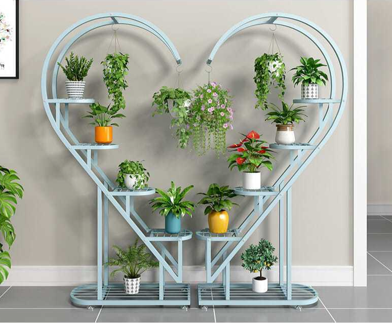 Grüner Rettich-Aufbewahrungsständer aus Eisen für den Außenbereich, für den Innenbereich, Wohnzimmer, bodenstehend, mehrschichtig, Balkon, Blumentopf zum Aufhängen_voghion.com