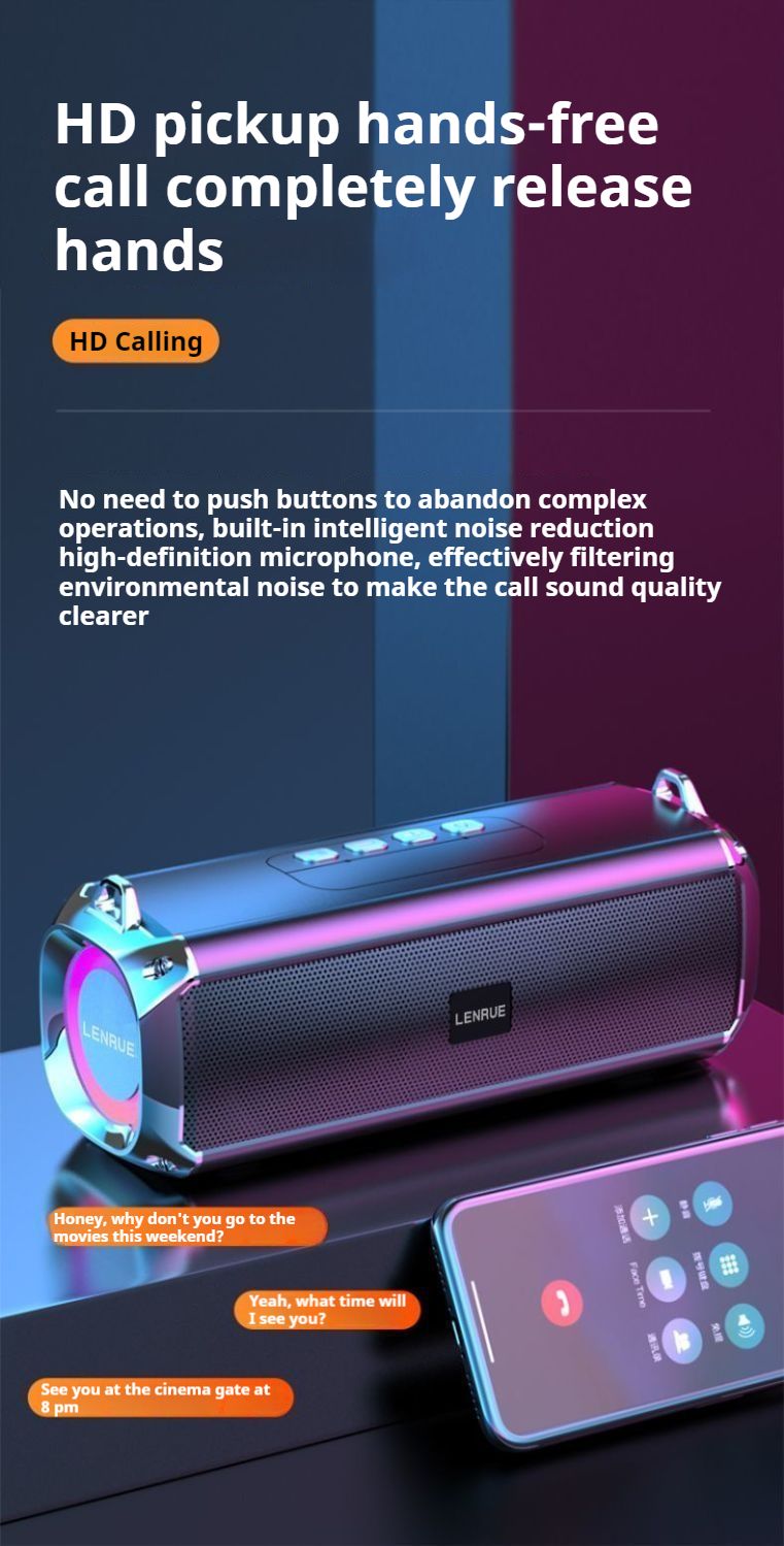 Enceinte Bluetooth portable 20 W avec basses puissantes et lumière colorée, stéréo surround, étanche, sans fil, caisson de basses, boombox, karaoké à domicile_voghion.com