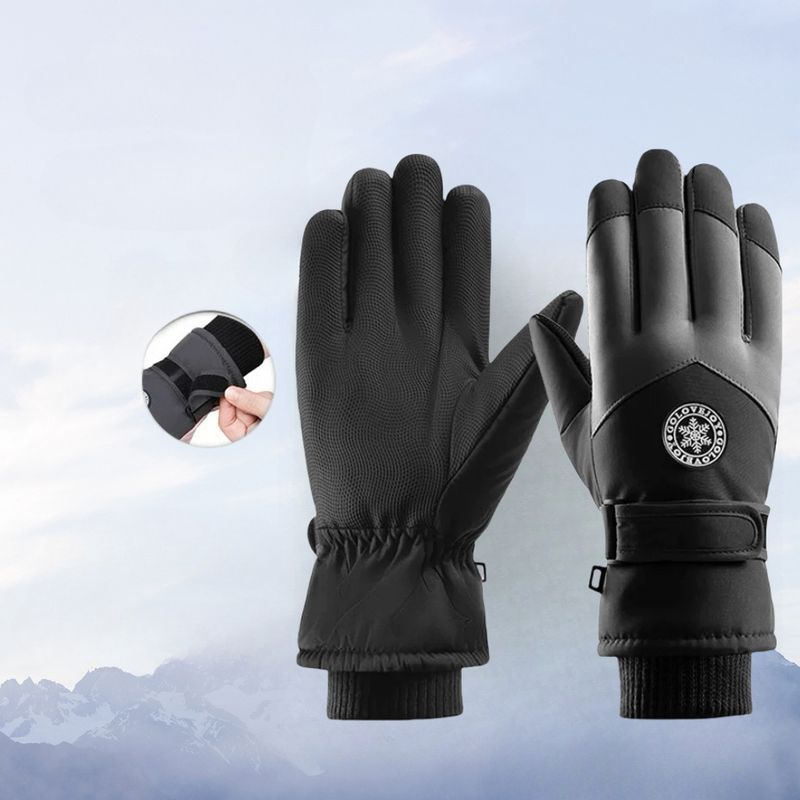 Luvas de ciclismo ao ar livre, à prova de vento, forradas com lã, quentes, resistentes à água e com tela sensível ao toque, para esqui, para homens e mulheres_voghion.com