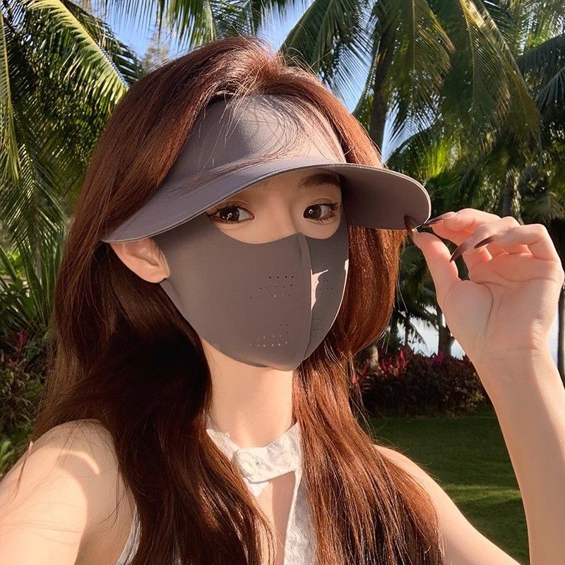 LazyZoom Open Top Zon voor Vrouwen, UV-bescherming, Zomer Fietsen Autorijden Volledig Gezichtsmasker van IJszijde, Zonnehoed_voghion.com