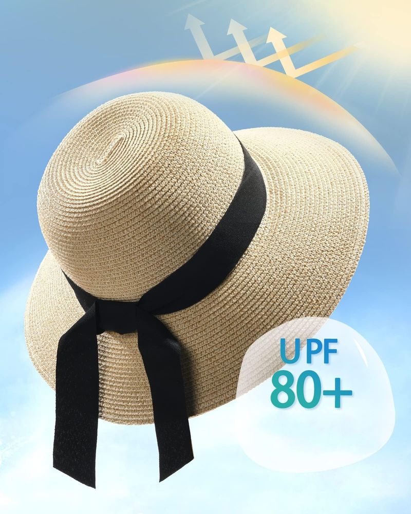 FURTALK Dam Strandhatt med bred kant, hopfällbar sommarhatt, UV-hatt, solskyddsmedel, mjuk hatt, strandhatt med bred kant_voghion.com